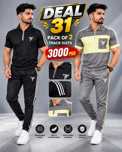 Deal-31 Pack of 2 Men’s Dri-Fit Track Suit Set – Premium Summer Sportswear