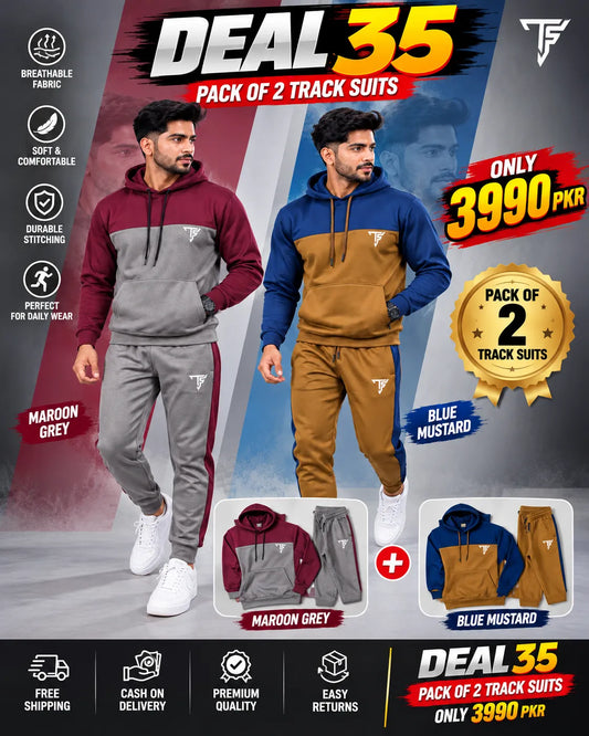 DEAL-35 — Premium Winter Fleece Hooded Tracksuits (Pack of 2)
