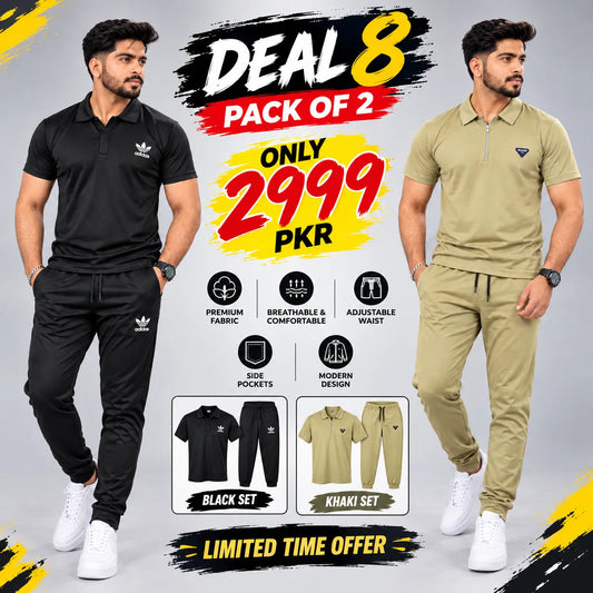 Deal 8 – Tracksuit Bundle (Camel & Black) – Pack of 2