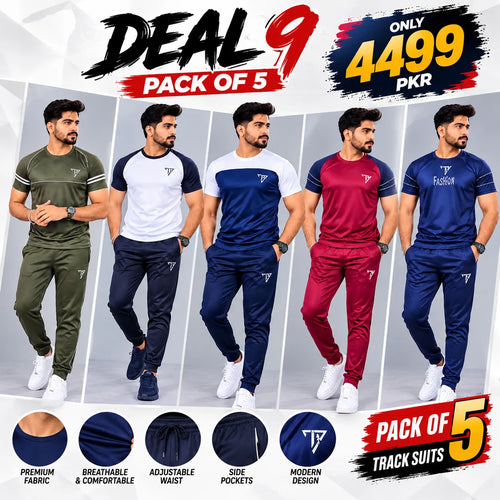 DEAL-9 – Premium Men's Summer Tracksuits (Pack of 5) | TF Garment