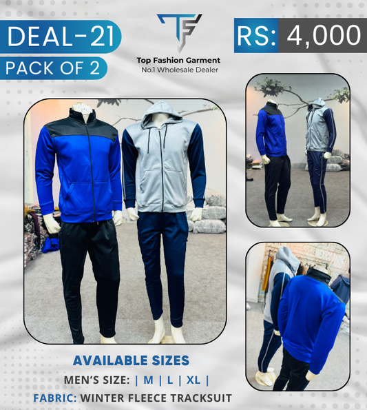 Deal-21 | Pack of 2 Men’s Winter Fleece Tracksuits – Premium Quality